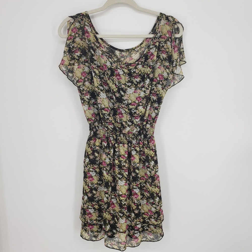Express Floral Flutter Sleeve Dress Sz s